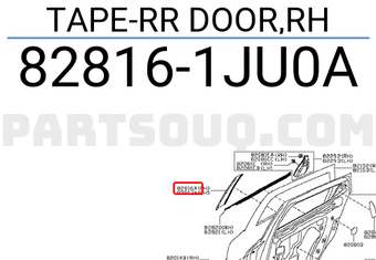 Nissan 828161JU0A TAPE-RR DOOR,RH