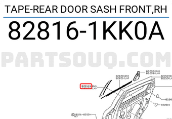 Nissan 828161KK0A TAPE-REAR DOOR SASH FRONT,RH