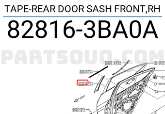 Nissan 828163BA0A TAPE-REAR DOOR SASH FRONT,RH