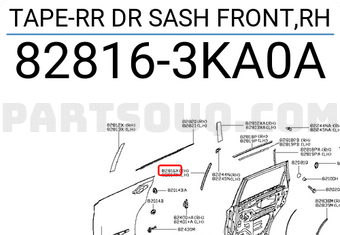 Nissan 828163KA0A TAPE-RR DR SASH FRONT,RH