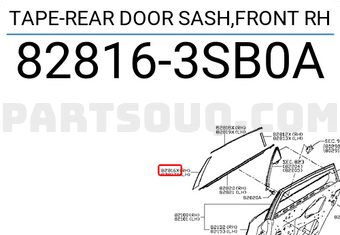 Nissan 828163SB0A TAPE-REAR DOOR SASH,FRONT RH