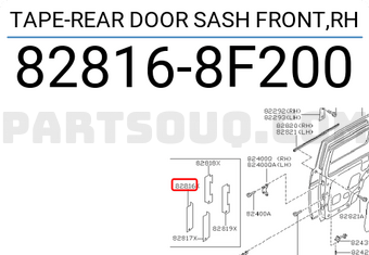 Nissan 828168F200 TAPE-REAR DOOR SASH FRONT,RH