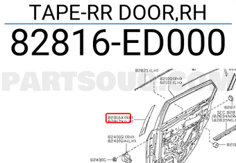 Nissan 82816ED000 TAPE-RR DOOR,RH