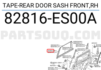 Nissan 82816ES00A TAPE-REAR DOOR SASH FRONT,RH