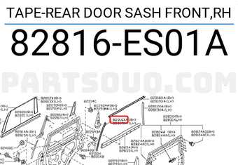 Nissan 82816ES01A TAPE-REAR DOOR SASH FRONT,RH