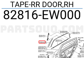 Nissan 82816EW000 TAPE-RR DOOR,RH
