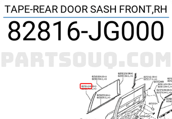 Nissan 82816JG000 TAPE-REAR DOOR SASH FRONT,RH