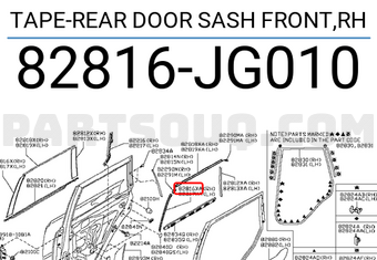Nissan 82816JG010 TAPE-REAR DOOR SASH FRONT,RH
