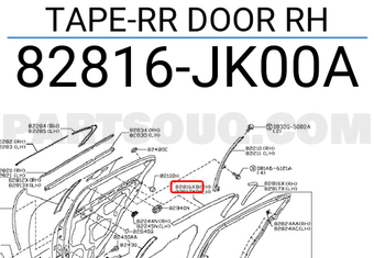 Nissan 82816JK00A TAPE-RR DOOR RH