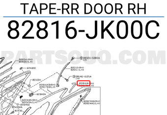 Nissan 82816JK00C TAPE-RR DOOR RH