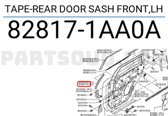 Nissan 828171AA0A TAPE-REAR DOOR SASH FRONT,LH