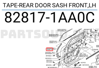 Nissan 828171AA0C TAPE-REAR DOOR SASH FRONT,LH