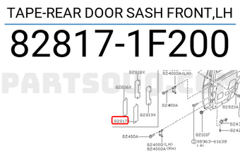 Nissan 828171F200 TAPE-REAR DOOR SASH FRONT,LH
