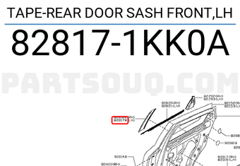 Nissan 828171KK0A TAPE-REAR DOOR SASH FRONT,LH