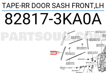 Nissan 828173KA0A TAPE-RR DOOR SASH FRONT,LH