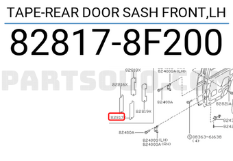 Nissan 828178F200 TAPE-REAR DOOR SASH FRONT,LH