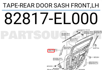 Nissan 82817EL000 TAPE-REAR DOOR SASH FRONT,LH