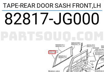 TAPE REAR DOOR SASH,FRONT LH 828175RB0A, Nissan Parts