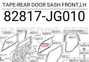 Nissan 82817JG010 TAPE-REAR DOOR SASH FRONT,LH