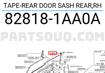Nissan 828181AA0A TAPE-REAR DOOR SASH REAR,RH