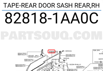 Nissan 828181AA0C TAPE-REAR DOOR SASH REAR,RH