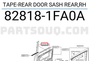Nissan 828181FA0A TAPE-REAR DOOR SASH REAR,RH