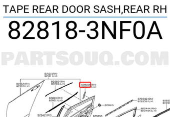 Nissan 828183NF0A TAPE REAR DOOR SASH,REAR RH