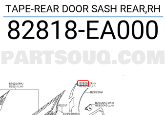 Nissan 82818EA000 TAPE-REAR DOOR SASH REAR,RH