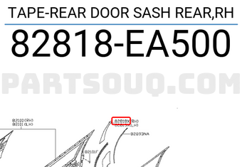 Nissan 82818EA500 TAPE-REAR DOOR SASH REAR,RH