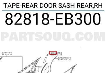 Nissan 82818EB300 TAPE-REAR DOOR SASH REAR,RH
