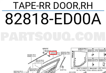Nissan 82818ED00A TAPE-RR DOOR,RH
