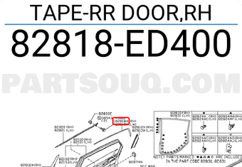 Nissan 82818ED400 TAPE-RR DOOR,RH