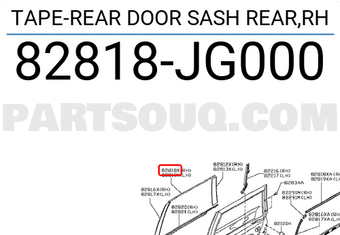 Nissan 82818JG000 TAPE-REAR DOOR SASH REAR,RH