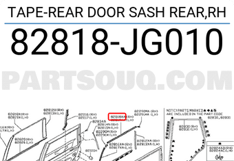 Nissan 82818JG010 TAPE-REAR DOOR SASH REAR,RH