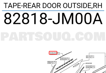 Nissan 82818JM00A TAPE-REAR DOOR OUTSIDE,RH