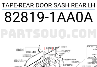 Nissan 828191AA0A TAPE-REAR DOOR SASH REAR,LH