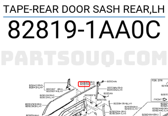 Nissan 828191AA0C TAPE-REAR DOOR SASH REAR,LH