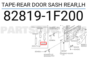 Nissan 828191F200 TAPE-REAR DOOR SASH REAR,LH