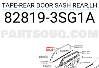 Nissan 828193SG1A TAPE-REAR DOOR SASH REAR,LH
