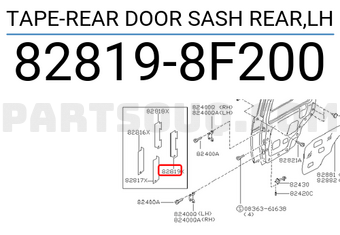 Nissan 828198F200 TAPE-REAR DOOR SASH REAR,LH