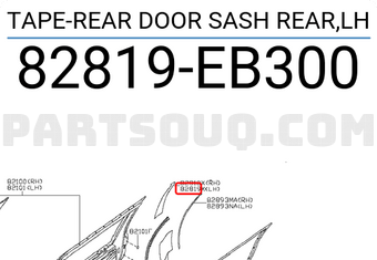 Nissan 82819EB300 TAPE-REAR DOOR SASH REAR,LH
