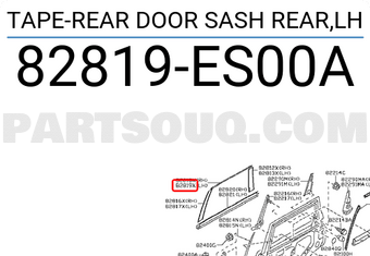 Nissan 82819ES00A TAPE-REAR DOOR SASH REAR,LH