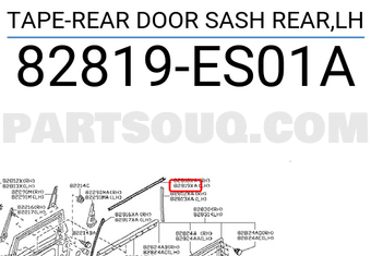 Nissan 82819ES01A TAPE-REAR DOOR SASH REAR,LH