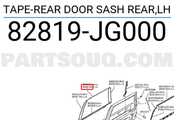 Nissan 82819JG000 TAPE-REAR DOOR SASH REAR,LH