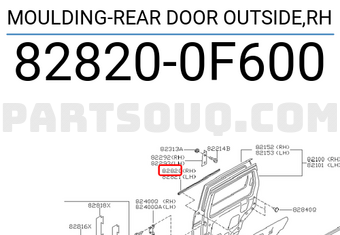 Nissan 828200F600 MOULDING-REAR DOOR OUTSIDE,RH