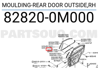 Nissan 828200M000 MOULDING-REAR DOOR OUTSIDE,RH