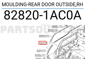 Nissan 828201AC0A MOULDING-REAR DOOR OUTSIDE,RH