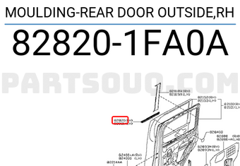Nissan 828201FA0A MOULDING-REAR DOOR OUTSIDE,RH