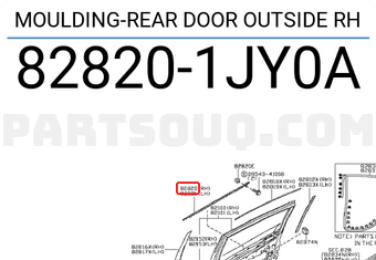 Nissan 828201JY0A MOULDING-REAR DOOR OUTSIDE RH