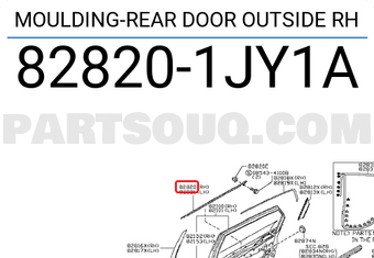Nissan 828201JY1A MOULDING-REAR DOOR OUTSIDE RH